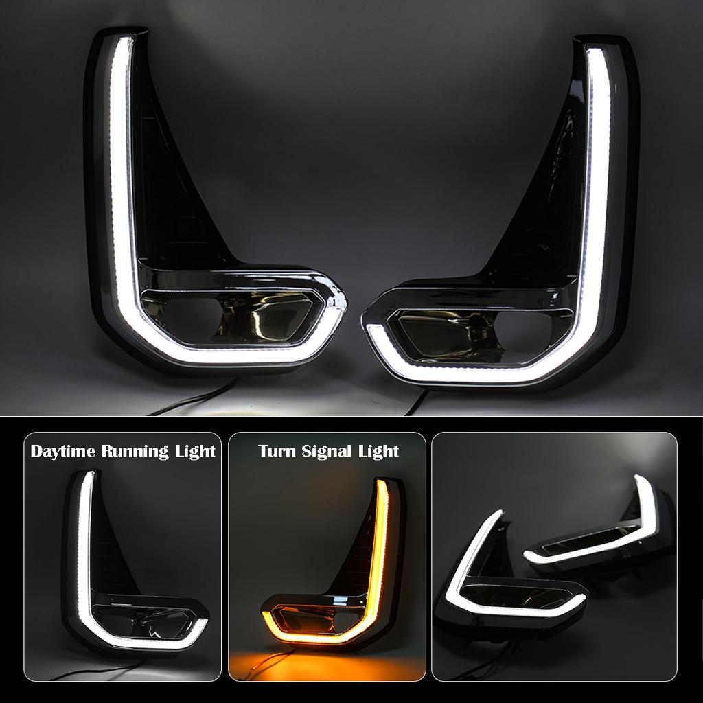 For Toyota Hilux Revo 2020 2025 Led DRL Fog Lamp Daytime Running Light Day Bumper Driving Waterproof Turn Signal Wires Switch