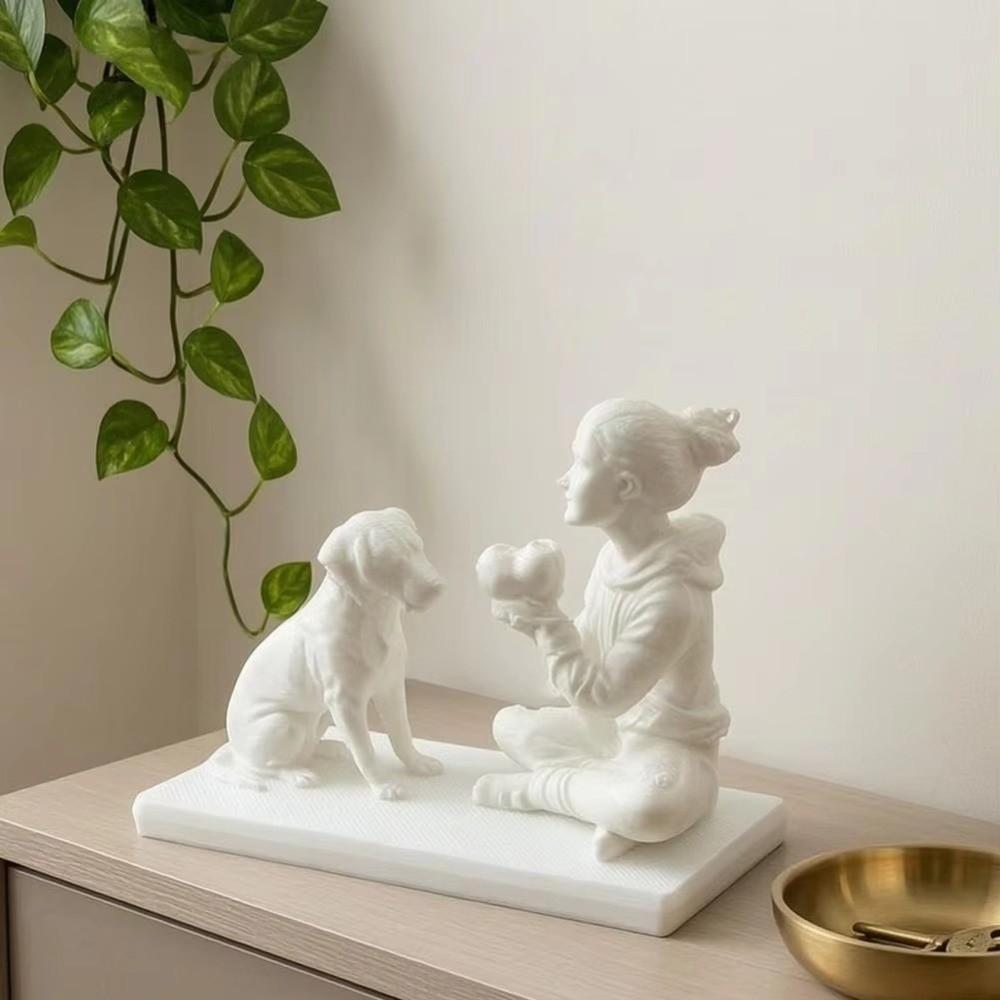 Nordic-Style Girl And Cat Statues 3D Printed Desktop Ornaments Home Living Room