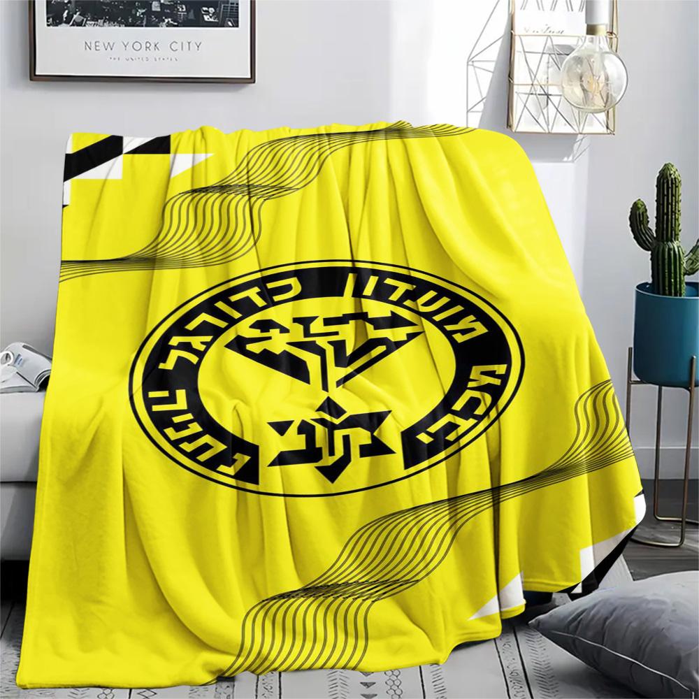 1Pc Maccabi Netanya FC Print Flannel Blanket High Quality Warm Comfortable Cover for All Seasons Perfect for Gifts Home Decor