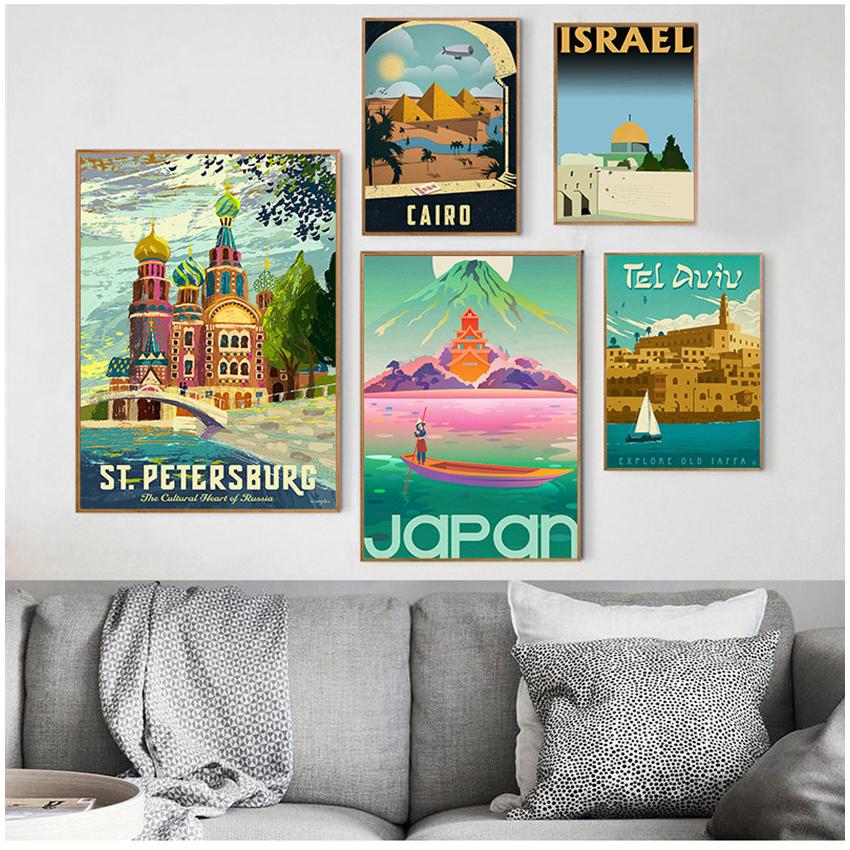 Отпечатки, настенное искусство, холст, живопись, домашний декор, Бангкок, Тель-Авив, Европа, тур по городу, путешествия, пейзажи, винтажный пейзажный постер
