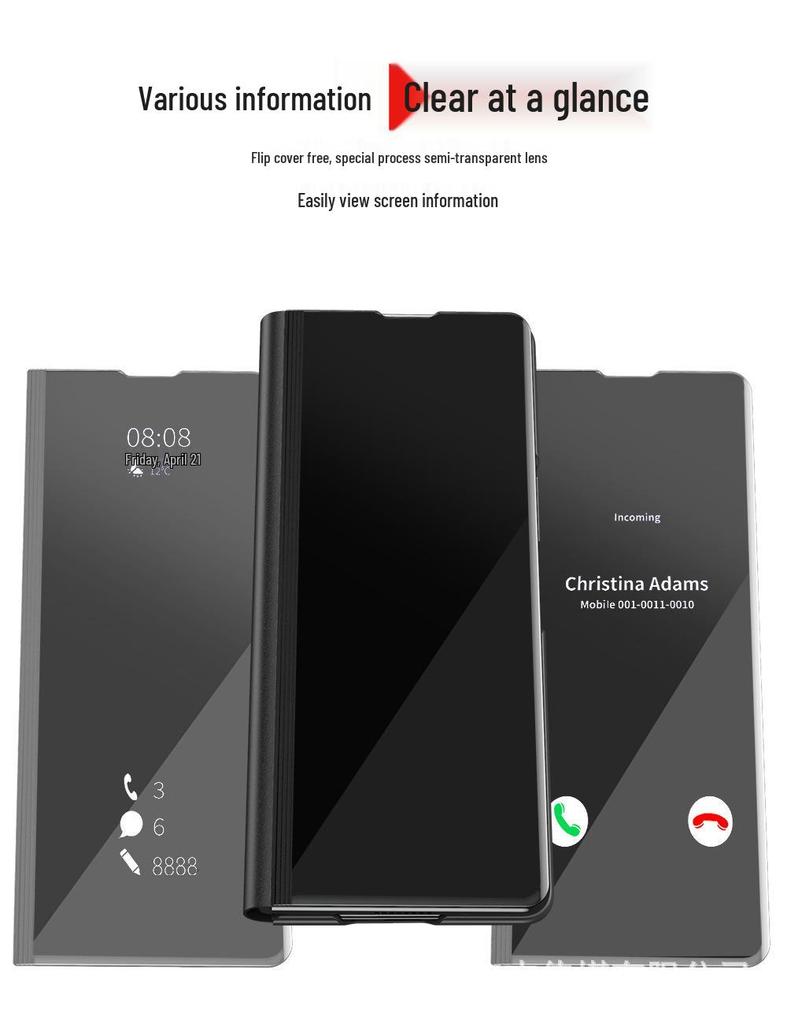 3D Зеркальный флип-кейс со подставкой для Samsung Z Fold7/Oppo Find N3