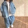 Korean Style Children's Denim Jacket with Lapel and Pockets - Autumn Fashion for Boys and Girls