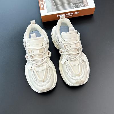 Дышащая обувь для папы с сеткой, новая женская удобная обувь на танкетке, на толстой подошве, со шнуровкой, спортивные кроссовки для бега, Zapatillas Mujer