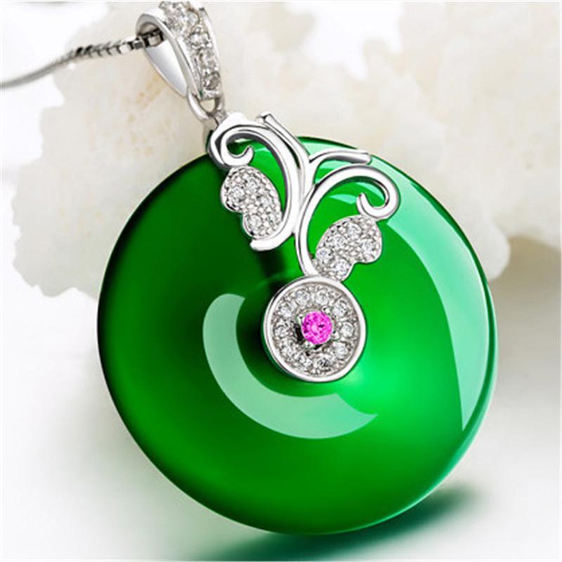 Натуральный Зеленый Нефрит Бабочка Китайский Халцедон Ожерелье Амулет Ювелирные Изделия Подарки для Женщин Ее