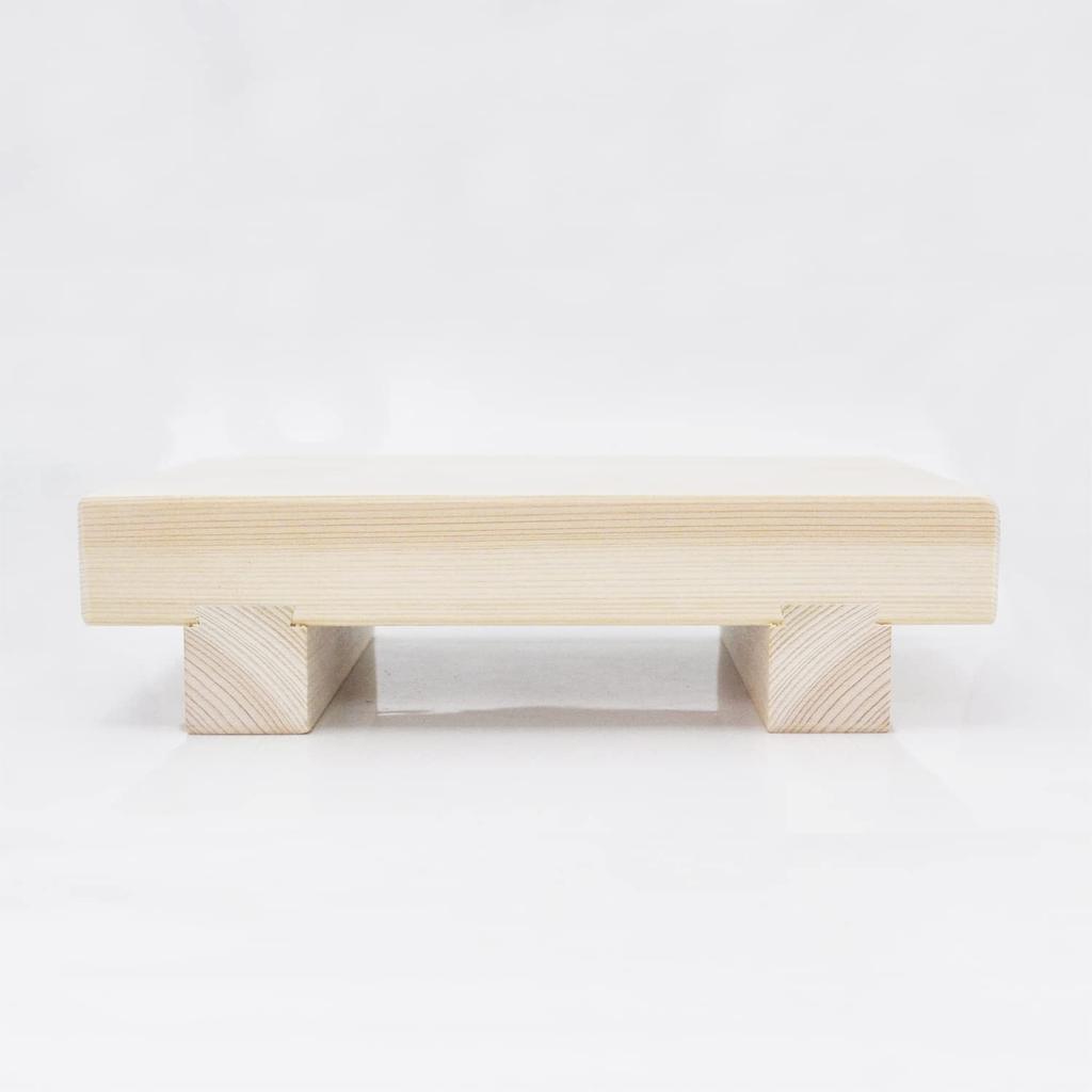 Ichihara Woodworking Sushi Serving Thick Hinoki Plank 21cm Wide X 14cm Deep X Made In Japan "Kufujin" Stand, Wood, Grain, 5.5cm High,