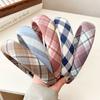 3CM Spring Summer Stylish Bluish Pinkish Plaid Headband with Sponge Padding for Women's And Girls Hair Accessories