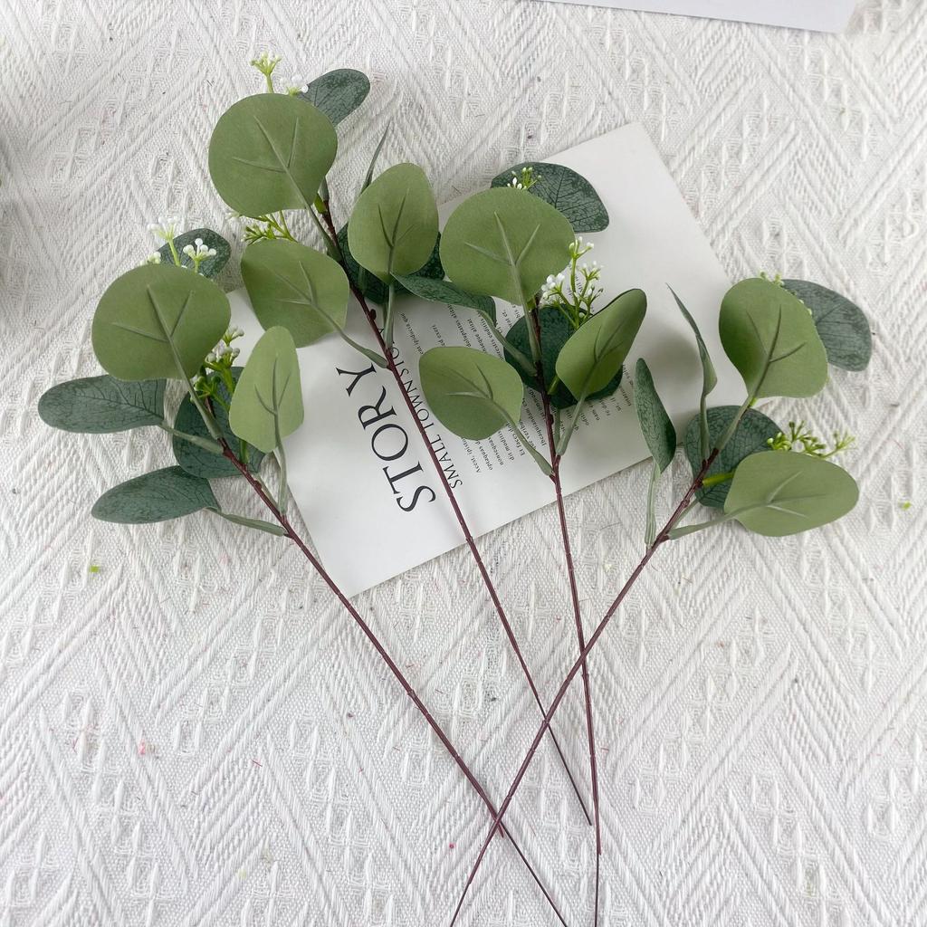 10pcs Direct Sales Simulated Eucalyptus Leaf Wedding Money Leaf Dining Table Flower Arrangement Artificial Eucalyptus Leaf Single Decorative