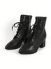 Winter new fashion thick heel pointed thin strap versatile short boots