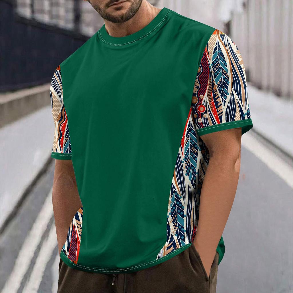 Летняя мужская популярная футболка с круглым вырезом и коротким рукавом с принтом