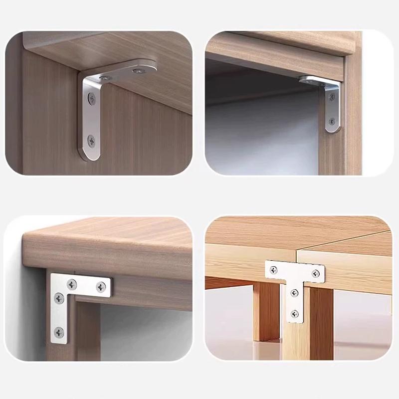 WV 10pcs Thickened Stainless Steel Corner Angle Code 90 Degrees Right Angle Fixed Bracket Furniture Connectors for Furniture