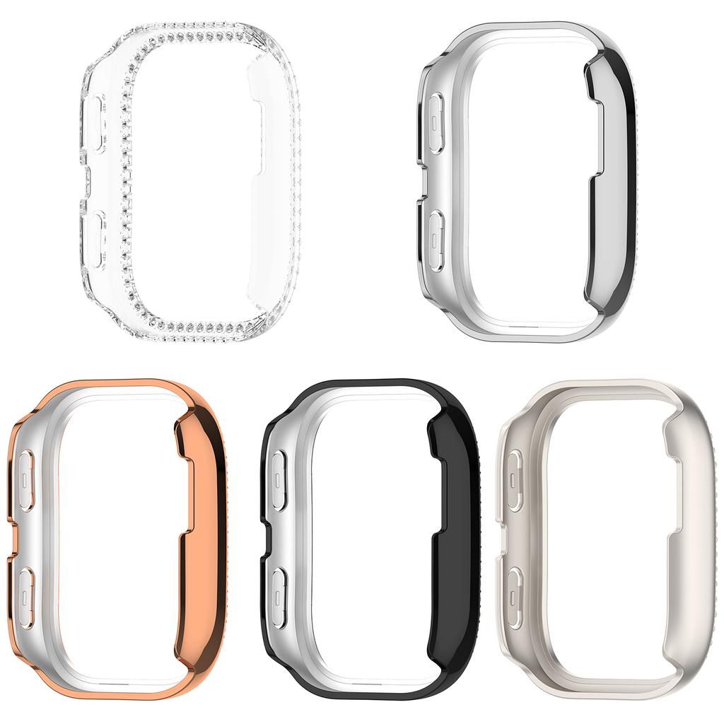 For Huami Amazfit Bip 6 (A2435) Watch Case Rhinestone Decor Hollow Electroplating PC Watch Cover