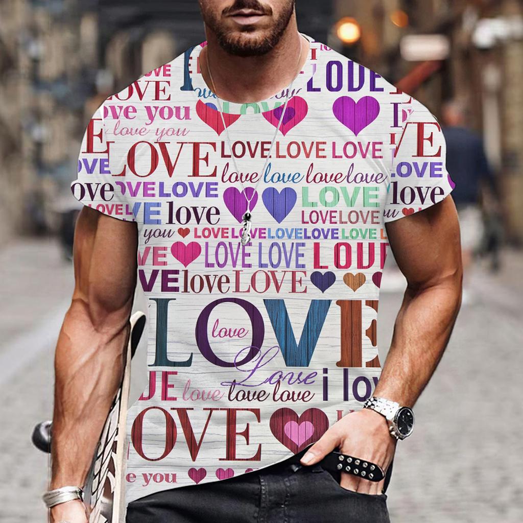 Футболки Lovers Hearr мужские летние футболки мужские уличные футболки с 3D-принтом модные топы с коротким рукавом и круглым вырезом