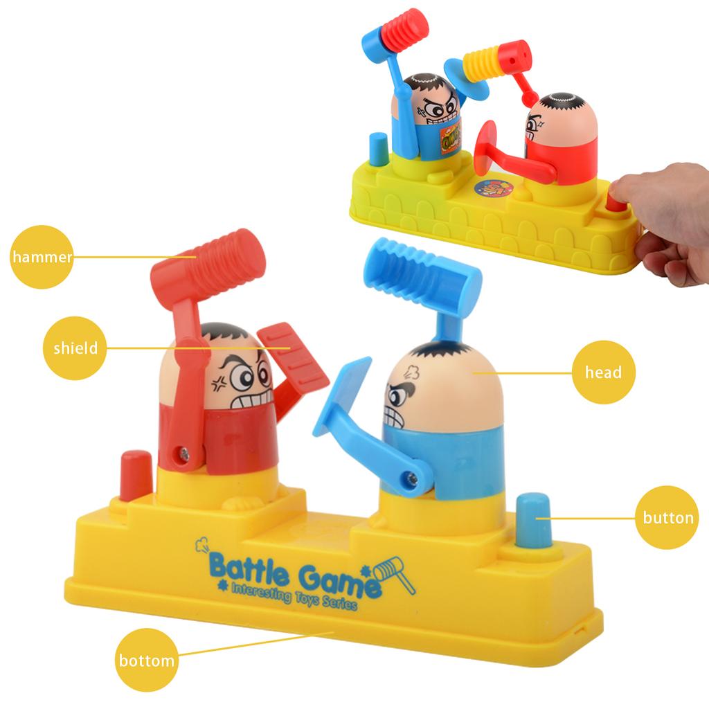 Hammer Battle Toys, Mini Children's Head Knocking Little Man Fighting Table Games Cute Cartoon Shapes, Toy Gifts for Boys Girls