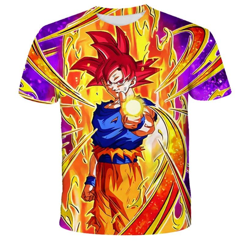 Лето 2026 Новая футболка для мальчиков Dragon Ball Z 3D принт Goku Мужская мода Харадзюку Короткий рукав Повседневные топы Одежда