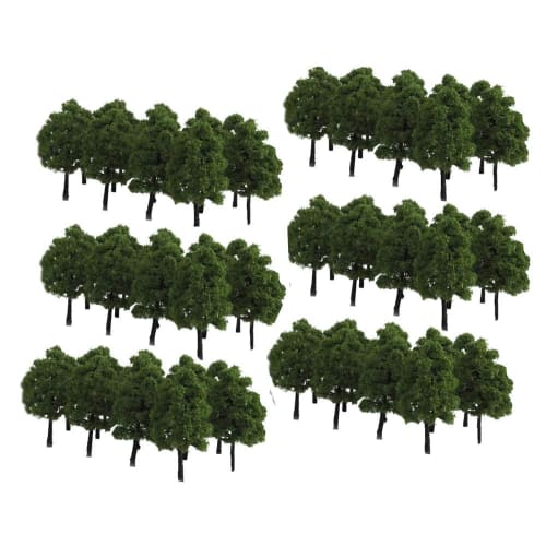 3.5cm, 30 Pieces, for Model Railroads, Trees, Forests, N Gauge, Dioramas, Structures, Railways, Architecture, and Model Landscapes, Dark Green