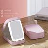 Дорожная косметичка со светодиодным зеркалом, USB-зарядка, 3 цвета, регулируемое косметическое зеркало с подсветкой, портативное дорожное мини-зеркало, футляр для косметики, ювелирные изделия