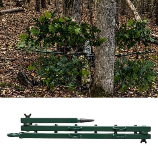 Portable Hunting Concealment Branch Stand, Adjustable Foldable Camouflage Tree Stand with Multi-Hook, Blind Accessory for Deer Turkey Outdoor Hunting