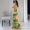 European and American Women clothes 2024 Summer New Fashion Print Sexy Backless Lace-up Slim dress Foreign Trade