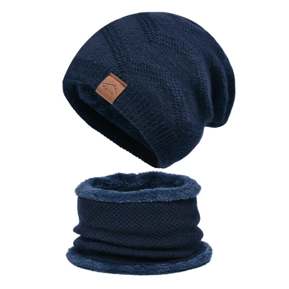 Stylish Design Thermal Knit Cap Thicken Warm Wool Hat Winter Beanie Hat Scarf Set Winter Season
