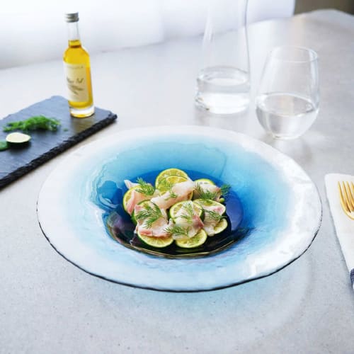 Toyo Sasaki Glass FUTAE Double Bowl 270cm, Made in Japan, Large Round Plate, Glass Dish, Tableware, 46163WSHB