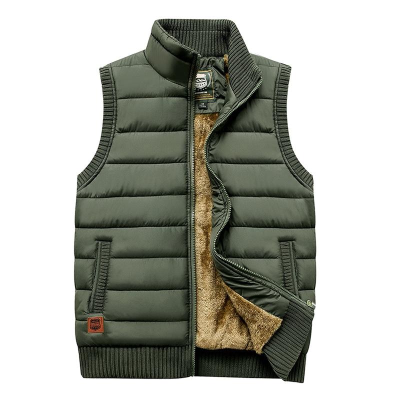 Autumn and Winter Men's Casual Vest Plus Velvet Stand Collar Plus Size Warm Vest Jacket Men's Clothing