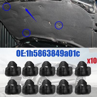 10x Пластиковый зажим для изоляции капота, фиксатор заклепок для VW Polo Tiguan Passat B5 SEAT Leon 2 Skoda Octavia 1H5863849A01C