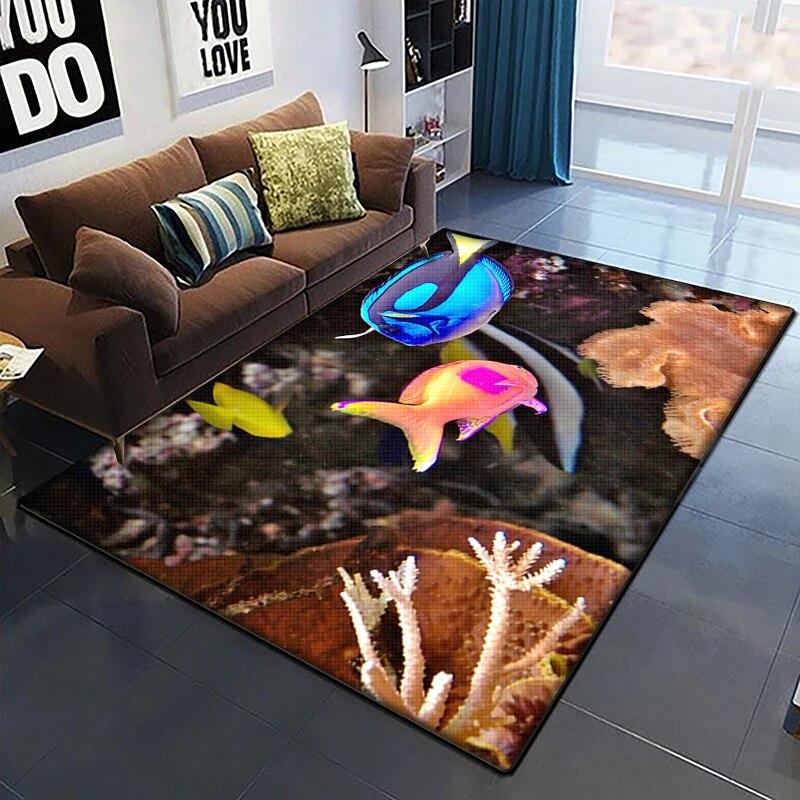 Морская рыба, красивый ковер с росписью для гостиной, большой ковер, черный мягкий ковер, украшения дома, коврики, коврики в стиле бохо, пикник