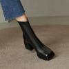 2025 Модные ботильоны на низком квадратном каблуке из искусственной кожи, повседневные короткие ботинки с квадратным носком и молнией, зимняя женская обувь, размер 34-39 Botas