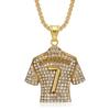 Gold-plated Diamond Studded Cristiano Ronaldo 7 Jersey Pendant with Necklace