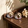 Hot-selling round hollow gradual change round ring hand-painted enamel colored stud earrings light luxury daily commuting versatile earrings