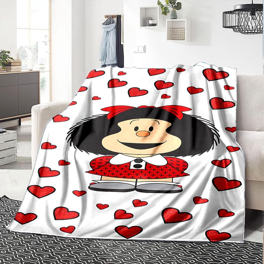 Mafalda'S Heartfelt Adventure Flannel Blanket Super Soft Warm Cozy Blanket For Sofa Bed Office Travel Allseason Home Decor Gift
