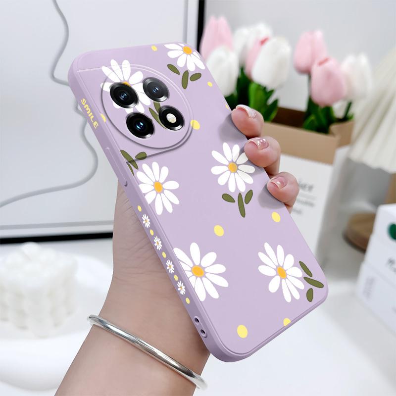 Элегантный чехол с ромашками для Oneplus 13 13R 12 12R 11 11R 10 10R 10T 9R 9RT 9 8T 8 7 7T Pro 5G Жидкий силиконовый чехол