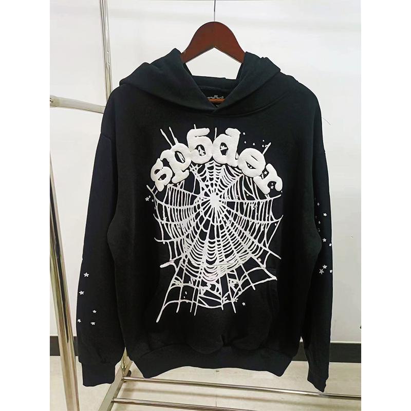 Heavyweight Spider Web Foam Print Fleece Hoodie (450G)