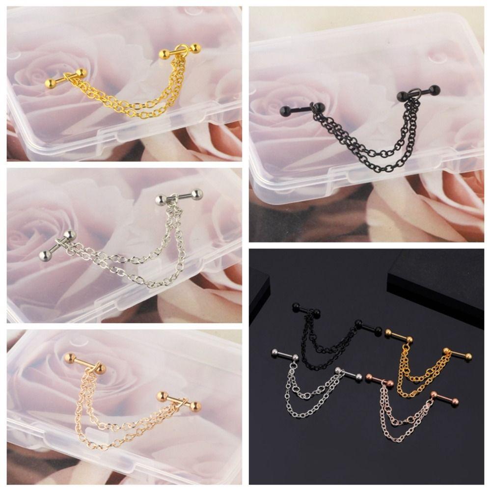 Серьги-цепочки для хряща, промышленные серьги-цепочки из нержавеющей стали, двойной пирсинг, модная вечеринка
