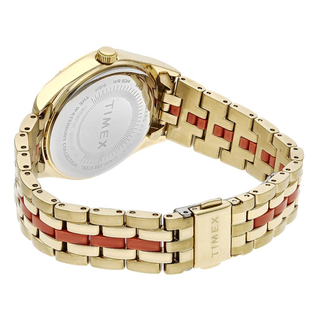 TIMEX Waterbury Quartz 5 ATM Водонепроницаемые Минеральное Стекло Оранжевый Циферблат Часы, Механизм, Водонепроницаемость, Стекло, Циферблат, TW2U82700, Женские [Оригинал]