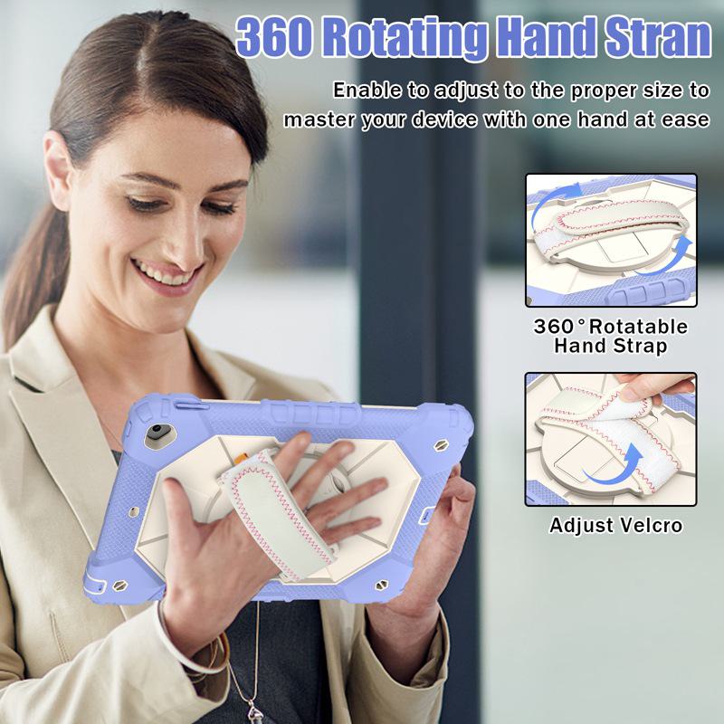 Защитный чехол для iPad 10.2 с плечевым ремнем контрастного цвета и вращением на 360° — силиконовый чехол с тремя защитными свойствами «два в одном» для iPad 9, 8, 7