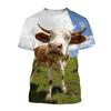 Funnny Cow Animal 3D Print Popular Outdoor Harajuku Short Sleeves Street Oversized Male Kids