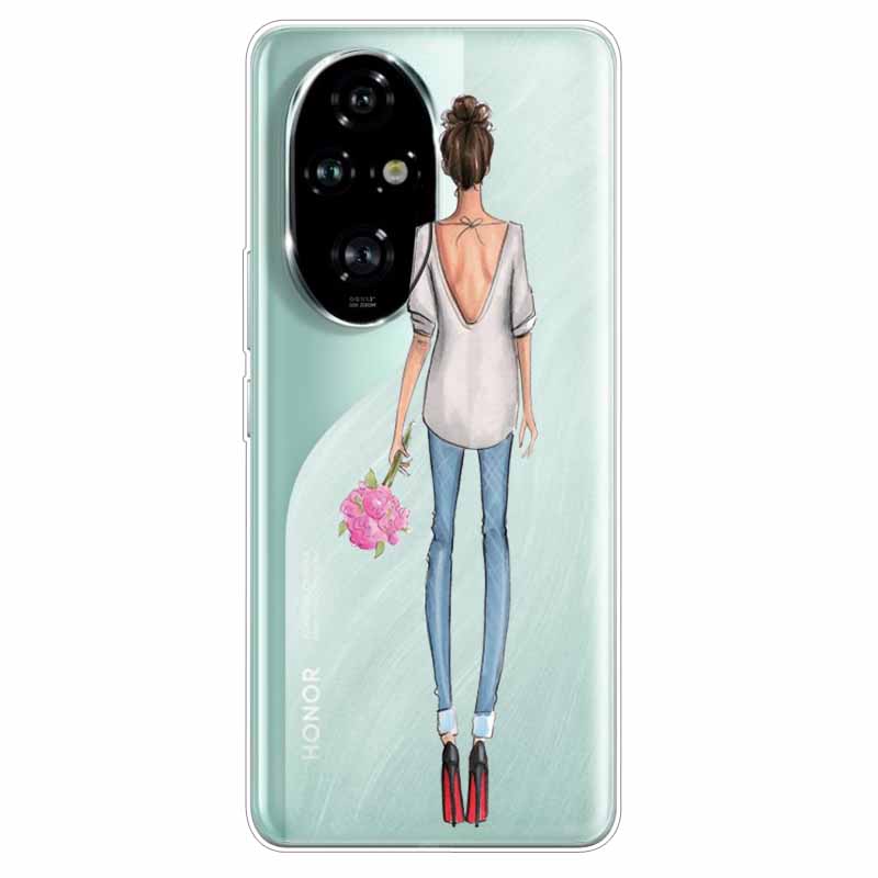 For Honor 200 / 200 Lite / 200 Pro Case Clear Soft TPU Lovely Silicone Back Cases for Honor 200 Pro Transparent Cat Bumpers