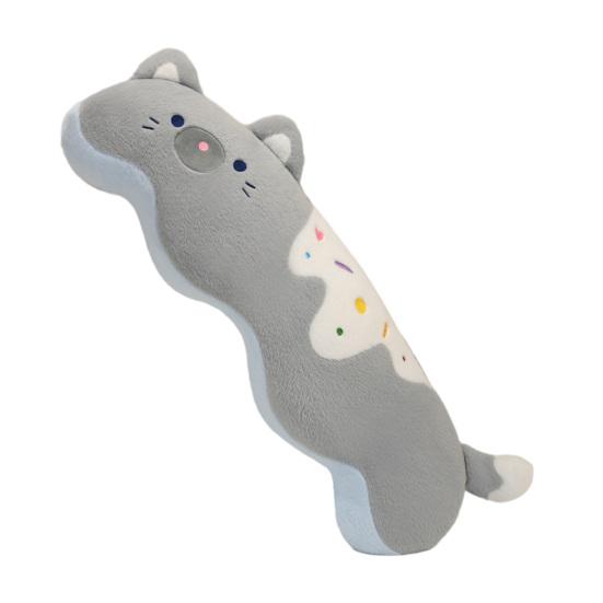 Cream Cat Plush Pillow Ergonomic Body Pillow for Side Sleeping & Cuddling 80/100cm Soft Stuffed Animal for Bed And Sofa