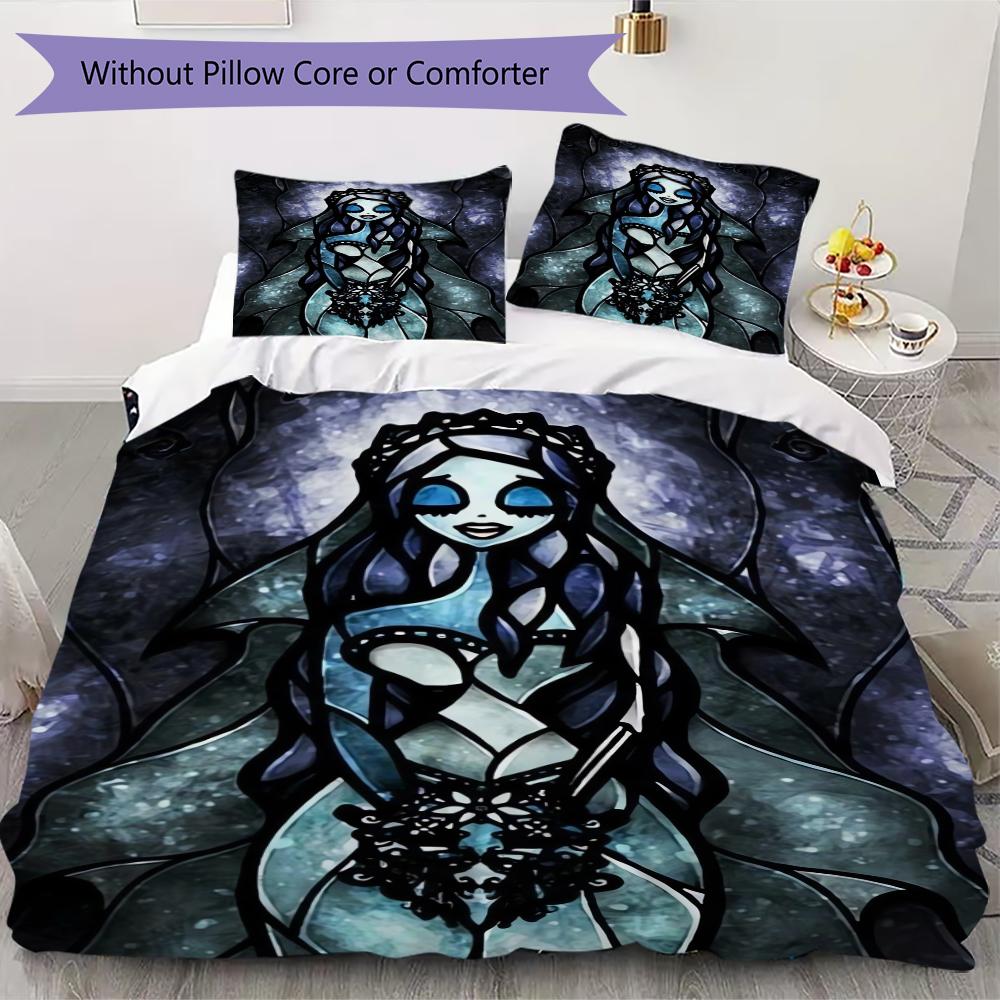 Corpse Bride Pattern Bedding uilt Set uilt Cover Pillowcase Home Decoration Birthday Gift (1 * duvet cover + 2 * pillowcase without core)19