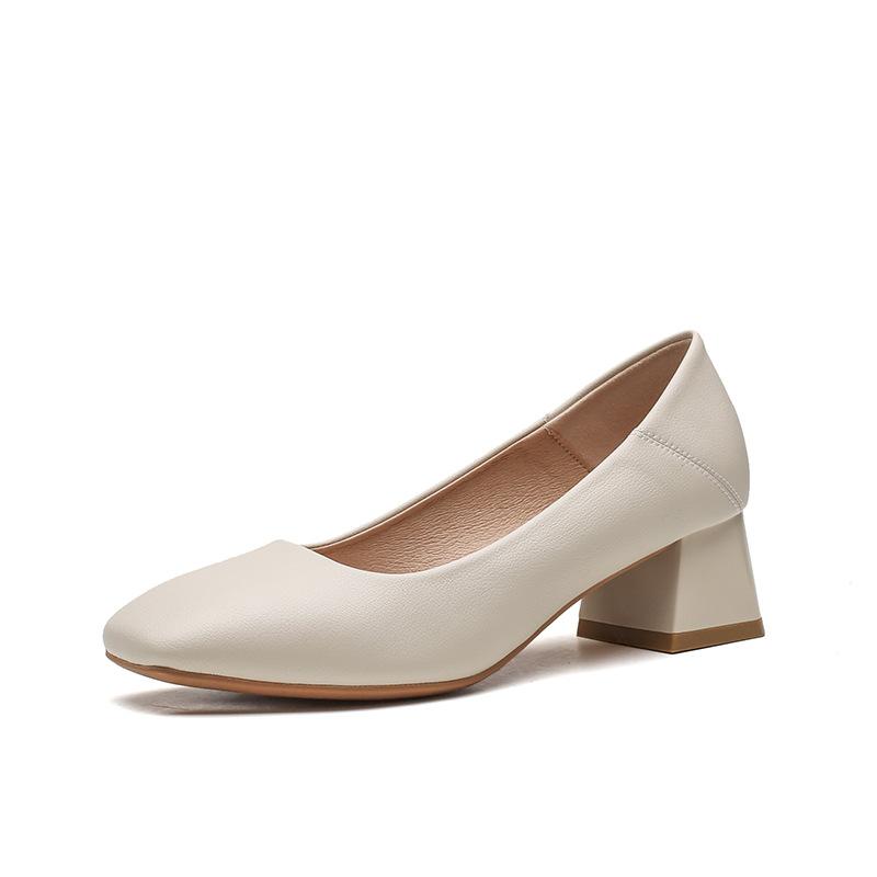 Черные классические туфли на толстом каблуке для женщин, простые туфли из кожи с квадратным носком на низком каблуке для офисных работников, стюардесс, этикет для отелей