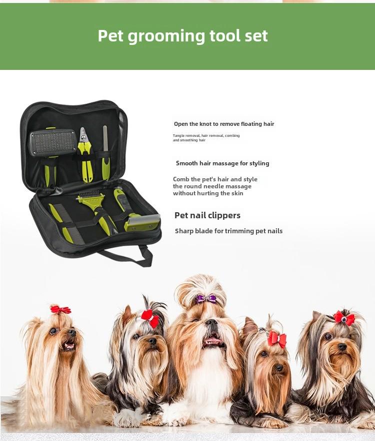 Набор для ухода за домашними животными: Расческа для распутывания, Прямая расческа, Кусачки для ногтей, Пилка, Нож для удаления волос, Расческа для удаления волос - 6 штук