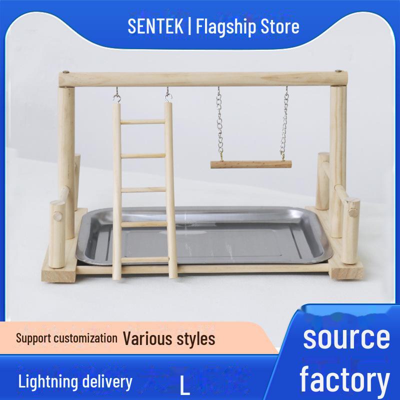 Solid Wood Parrot Playground Platform - Hand-Raised Bird Stand and Play Area