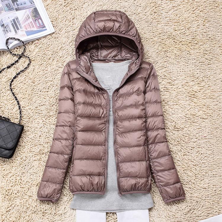 Winter new ultra-light down jacket women's hooded short light large size slim thin women's jacket