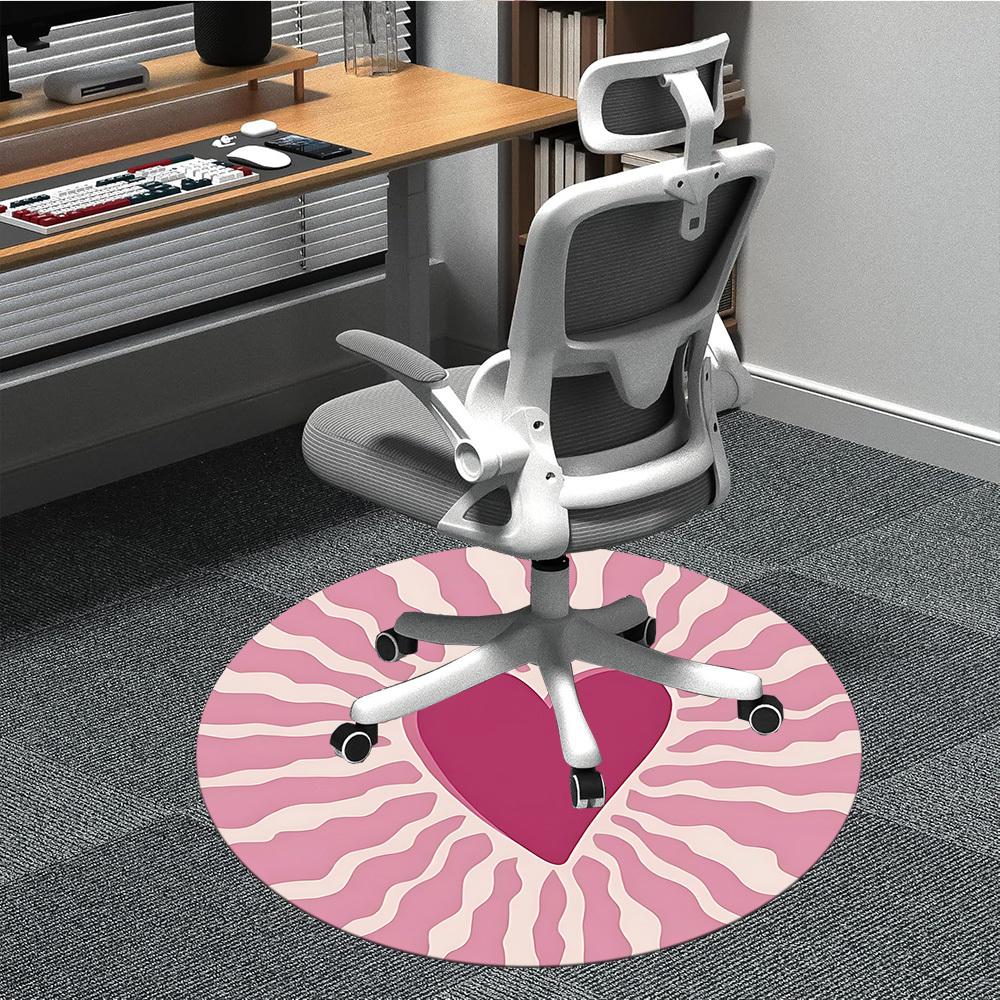 1pc Zebra Heart Office Round Area Rug, Mat Suitable For Office, Under Office Chairs Bedroom Living Room Home Decor, Room Deco