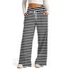 Women's Wide Leg Casual Pants High Waist Striped Sports Pants