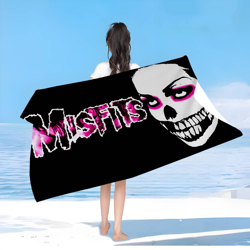 Классическая панк-группа The M-Misfits Пляжное полотенце Цветные банные полотенца для девочки Микрофибра Быстросохнущее Не прилипает песок Пляж Тренажерный зал Бассейн
