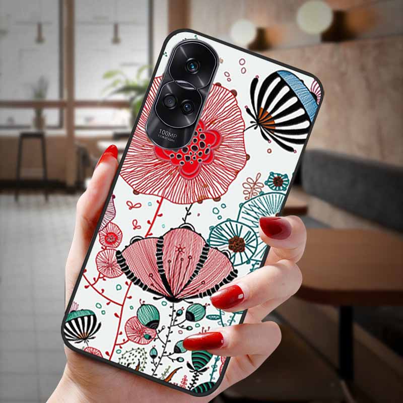 Чехол для Honor 90 Lite 5G 3D Цветочный Рельефный Тиснение Силиконовый Задний Чехол Для Honor 90 Чехол Honor90 Pro 90Pro 90Lite Мягкий Защитный