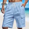 Мужские летние шорты, однотонные, повседневные, стандартного покроя, с эластичными поясами, завязками, дышащие, карго-шорты
