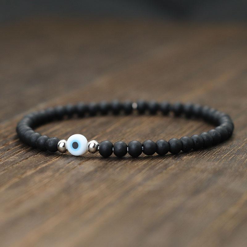 Simple Style Turkey Evil Eyes Bracelet For Men 4mm Rice Beads Braslet Natural Coconut Husk Braclet Gifts For Him Pulseria Homme